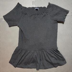 American Eagle Ruched Peplum Top Black Women’s Size Extra Small Ruffled Shirt